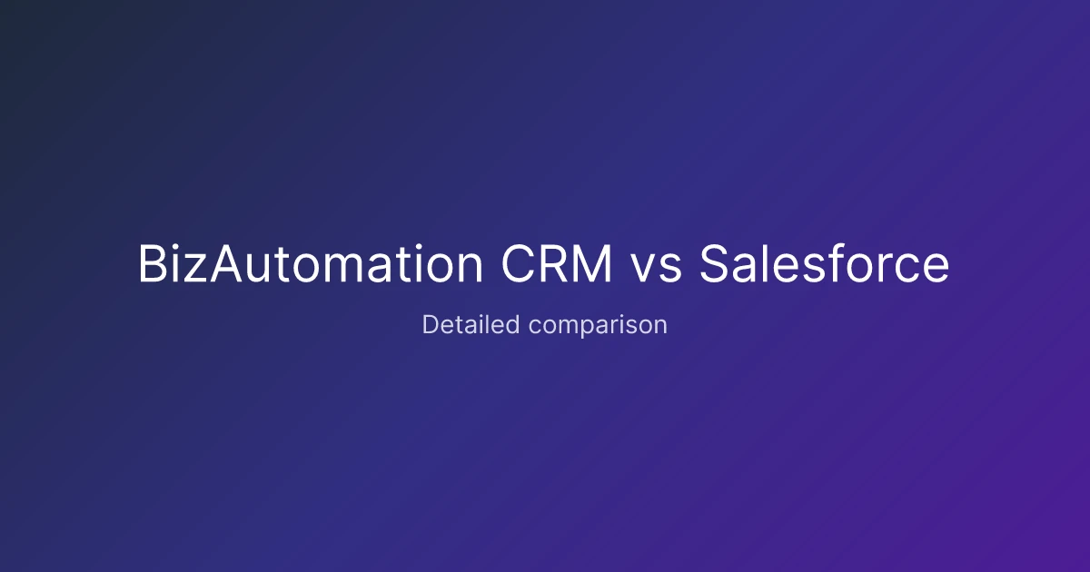 BizAutomation CRM vs Salesforce comparison
